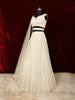 Ivory Silk Bridal Lehenga with Sequins Beads Waist Belt - Diadem