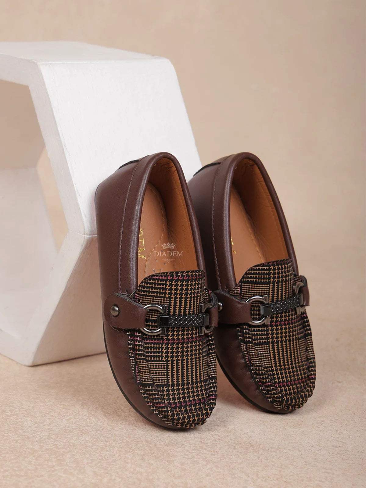 Dark Brown Leather Loafers for Boys - Diadem