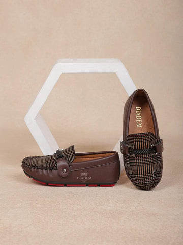 Dark Brown Leather Loafers for Boys - Diadem