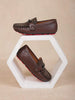 Dark Brown Leather Loafers for Boys - Diadem