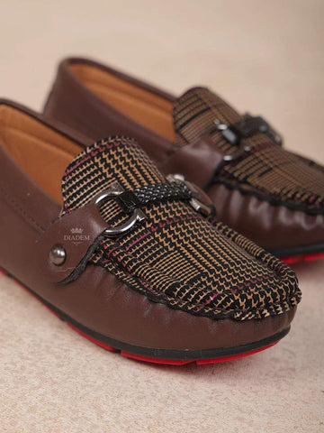 Dark Brown Leather Loafers for Boys - Diadem