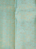 Aqua Blue Pure Kanchipuram Bridal Silk Saree with Flower Jacquard Design on the Body with Contrast Border - Diadem