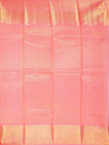 Aqua Blue Pure Kanchipuram Bridal Silk Saree with Flower Jacquard Design on the Body with Contrast Border - Diadem