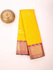 Mustard Yellow Pure Kanchipuram Bridal Silk Saree with Zari Brocade on the body and Contrast Zari Border - Diadem