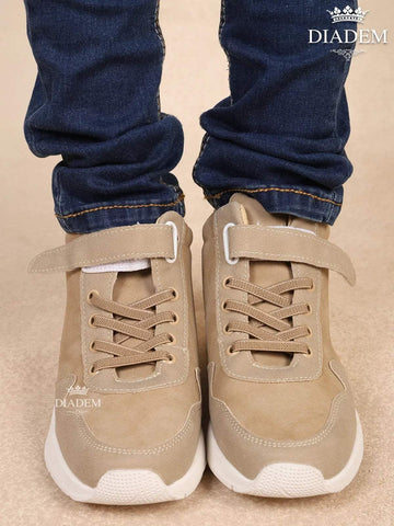 Brown Flat Velcro Sneakers for Boys - Diadem
