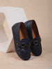 Navy Blue Leather Loafers for Boys - Diadem