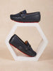 Navy Blue Leather Loafers for Boys - Diadem