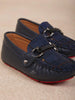 Navy Blue Leather Loafers for Boys - Diadem