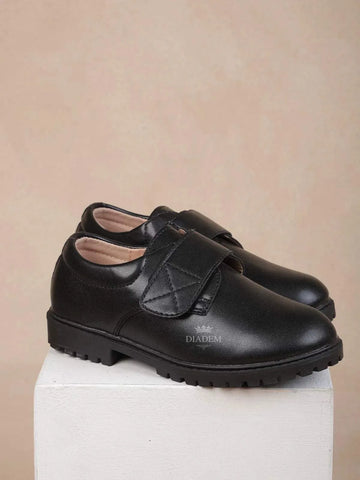 Black Leather Formal Shoes for Kids - Diadem