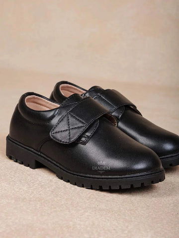 Black Leather Formal Shoes for Kids - Diadem