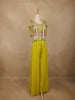 Lime Yellow Floral Sequins Embroidery Palazzo Suit - Diadem