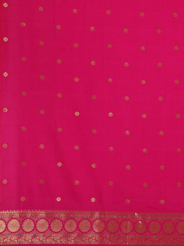 Pink Floral Designed Bridal Banarasi Silk Saree - Diadem