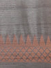 Dark Grey Abstract Designed Semi Tussar Silk Saree - Diadem