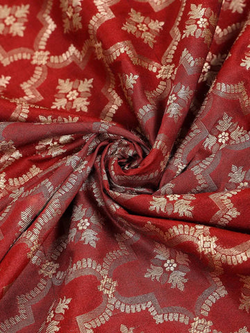 Maroon Banarasi Saree With Zari Butta on the Body with Zari Border - Diadem