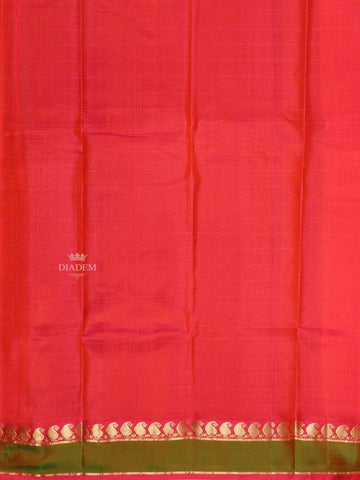 Maroon Pure Kanchipuram Bridal Silk Saree with Stripes Design on the Body with Zari Border - Diadem