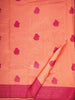 Coral Art Silk Saree with Paisley and Stripes Pattern on the Body with Designed Border - Diadem