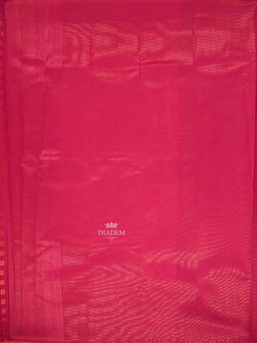 Coral Art Silk Saree with Paisley and Stripes Pattern on the Body with Designed Border - Diadem