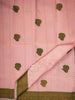 Baby Pink Art Silk Saree with Paisley and Stripes Pattern on the Body with Contrast Zari Border - Diadem
