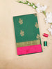 Green Silk Cotton Saree with Floral Motif Design on the Body with Contrast Border - Diadem