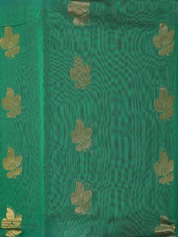 Green Silk Cotton Saree with Floral Motif Design on the Body with Contrast Border - Diadem