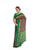 Brown Silk Cotton Saree with Zari Butta on the body and Contrast Temple Zari Border - Diadem