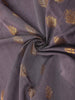 Grey Silk Cotton Saree with Leaf Deign on the Body with Contrast Designed Border - Diadem