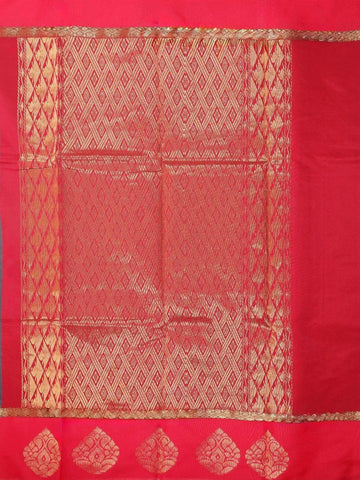 Grey Silk Cotton Saree with Leaf Deign on the Body with Contrast Designed Border - Diadem