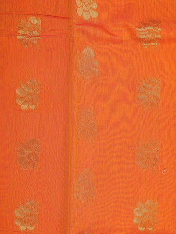 Orange Silk Cotton Saree with Floral Motif Design on the Body and Contrast Border - Diadem