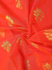 Dark Orange Silk Cotton Saree with Flower Motif on the Body with Contrast Designed Border - Diadem