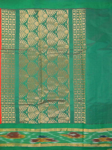 Dark Orange Silk Cotton Saree with Flower Motif on the Body with Contrast Designed Border - Diadem