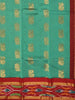 Green Silk Cotton Saree with Paisley and Floral Motif Design on the Body with Contrast Border - Diadem