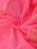 Pink Silk Cotton Saree with Leaf Motif on the Body with Designed Contrast Border - Diadem