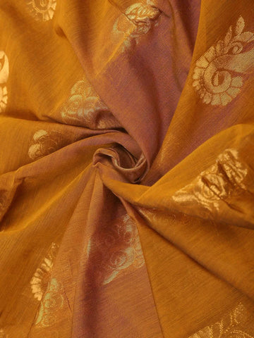 Brown Silk Cotton Saree with Paisley Motif on the Body with Ikat Designed Border - Diadem
