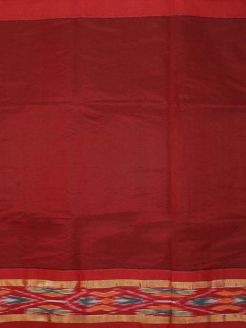 Brown Silk Cotton Saree with Paisley Motif on the Body with Ikat Designed Border - Diadem