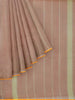 Light Brown Kanchi Cotton Saree with Stripes on the Body and Contrast Zari Border - Diadem