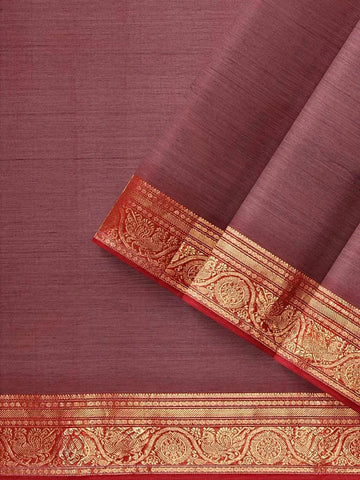 Purple Kanchi Cotton Saree with plain body and Contrast Zari Border - Diadem