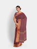 Purple Kanchi Cotton Saree with plain body and Contrast Zari Border - Diadem