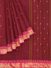 Maroon Kanchi Cotton Saree with Thread Butta and Zari Border - Diadem