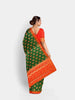 Green Semi Silk Saree with Paisley Motif on the body and Contrast Zari Border - Diadem