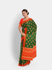 Green Semi Silk Saree with Paisley Motif on the body and Contrast Zari Border - Diadem