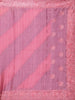 Rose Pink Semi Tussar Silk Saree with Floral and Leaf Design on the Body with Lace Border - Diadem
