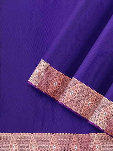 Royal Blue Art Silk Saree with plain body and Contrast Zari Border - Diadem