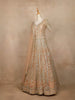 Light Brown Sequined Bridal Reception Gown & Dupatta - Diadem