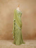 Pista Green Satin Saree with Plain Body and Designer Blouse - Diadem
