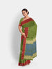 Parrot Green Kanchi Cotton Saree with Thread Butta on the Body and Thread with Zari Border - Diadem
