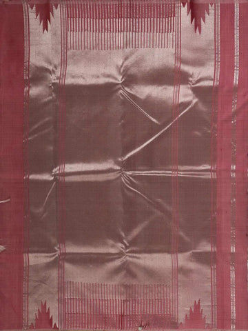 White Pure Kanchipuram Silk Saree with Malli Moggu Butta on the Body Temple Pattern Border - Diadem