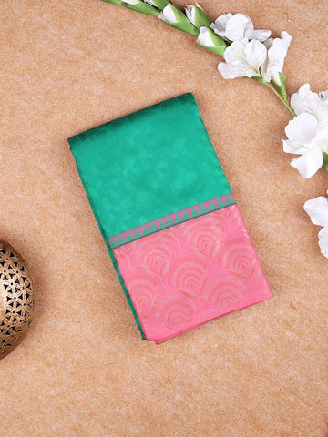 Green Pure Kanchipuram Bridal Silk Saree with Geometric Design on the Body with Designed Border - Diadem