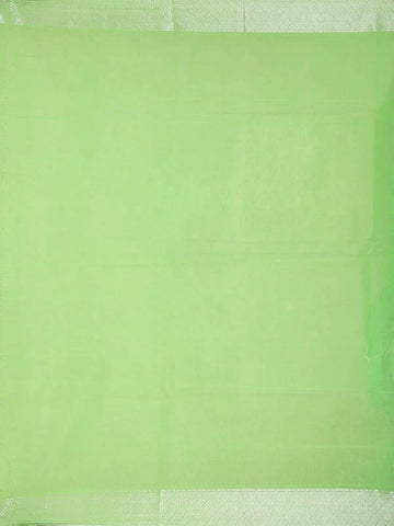 Light Green Silk Cotton Saree with Floral Design on the Body with Matching Border - Diadem