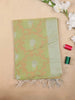 Light Green Silk Cotton Saree with Flower and leaf Design on the Body with Matching Border - Diadem
