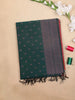 Dark Green Silk Cotton Saree with Leaf Motifs Design on the Body with Designed Border - Diadem